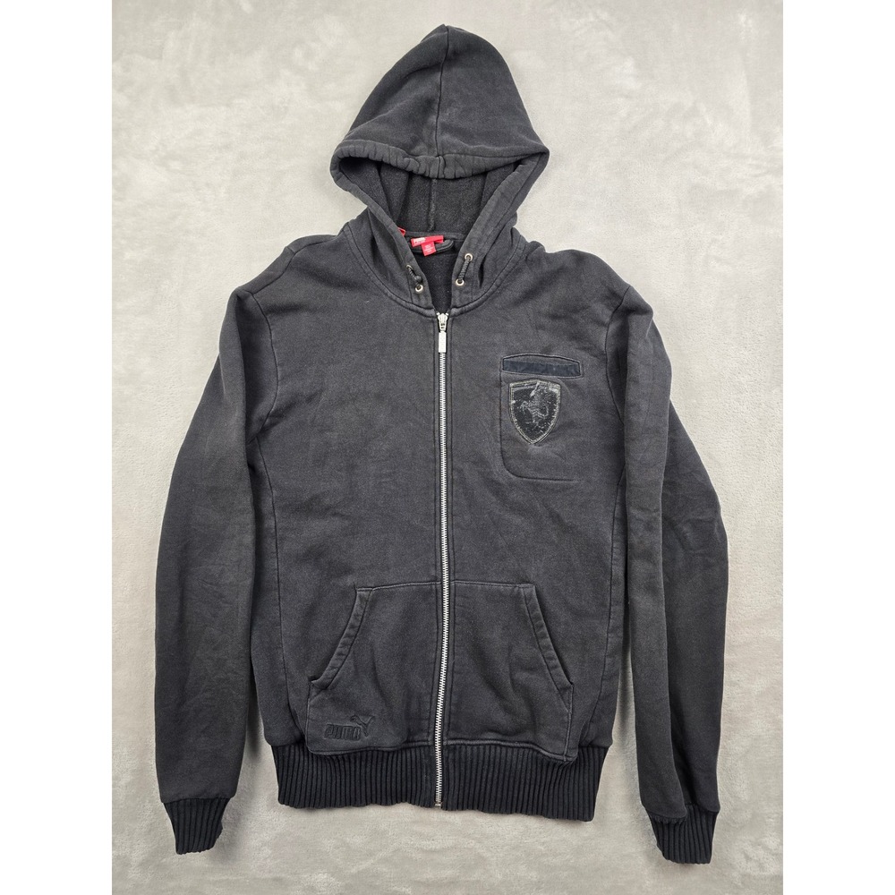 Puma Ferrari Zip Up Hoodie Mens S Fit XS Black Scuderia Shield Racing *Read
